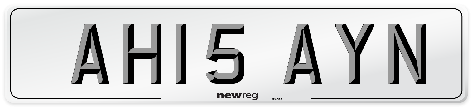 AH15 AYN Number Plate from New Reg